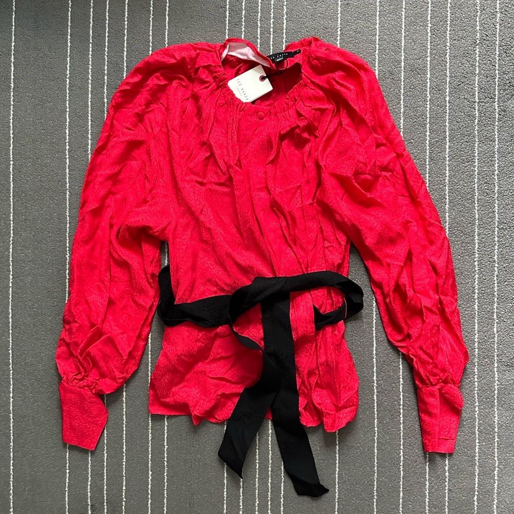 Ted Baker Gathered Neck Blouse with Contrast Tie